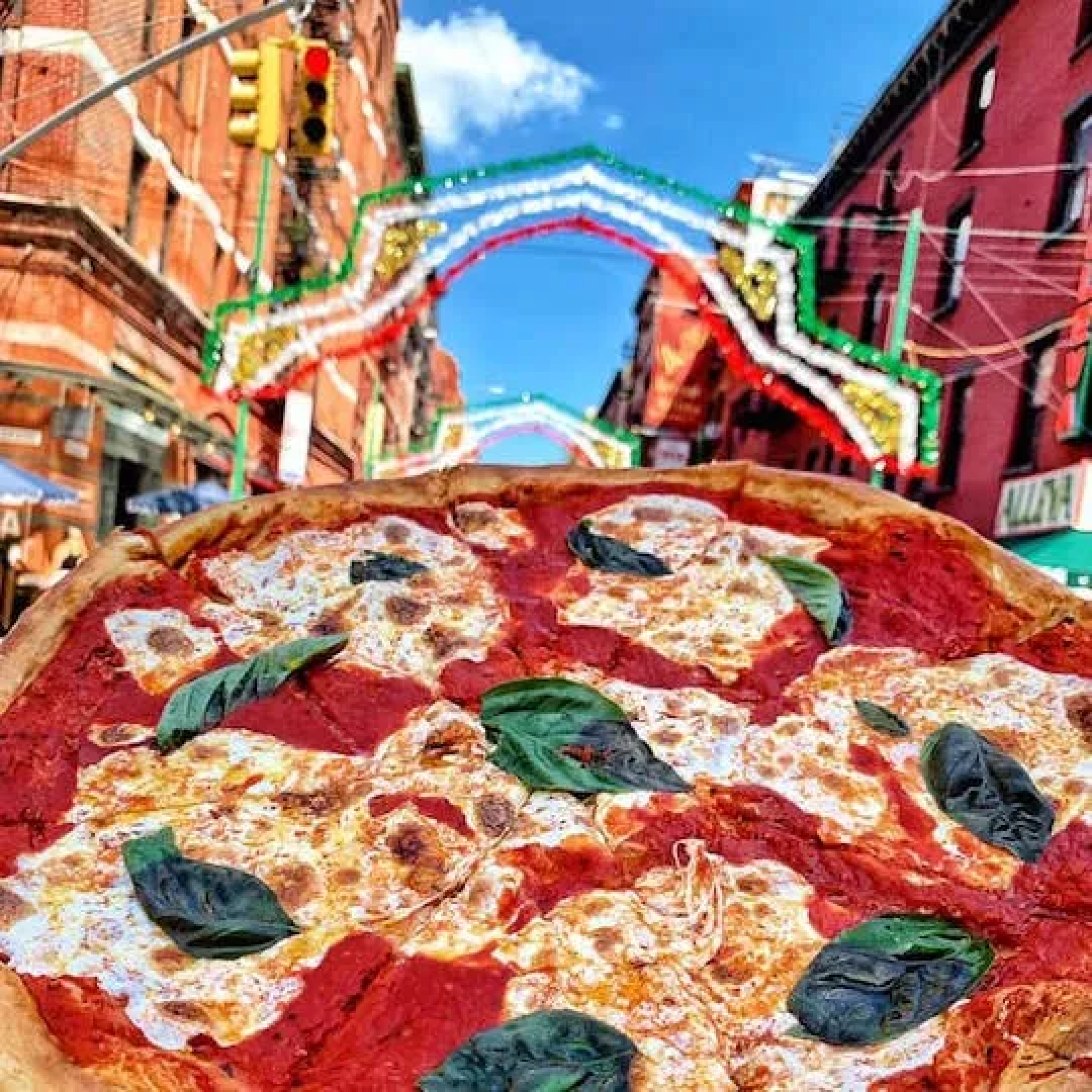 A margherita pizza from the Feast of San Gennaro