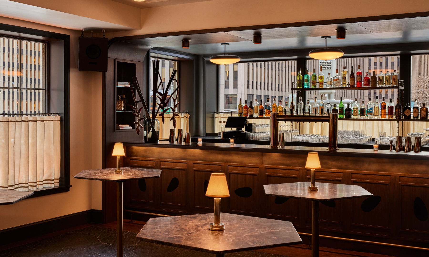 A bar on one of Pebble Bar's three floors