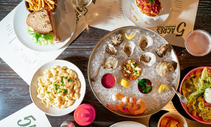 Entrees, small plates, and drinks at 5 Acres