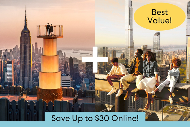 A view of Rockefeller Center's SKYLIFT and Beam attractions