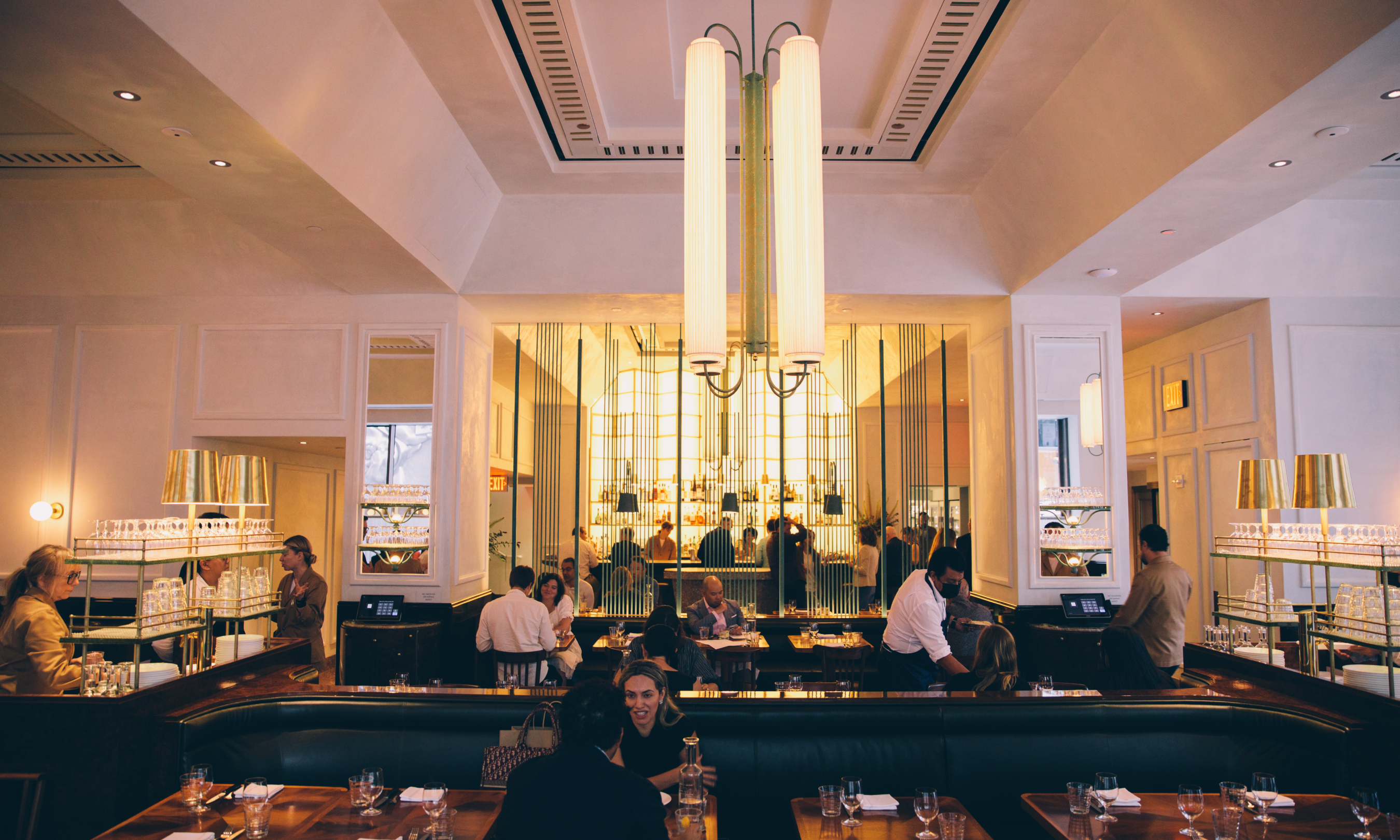 People seated inside Le Rock's main dining room