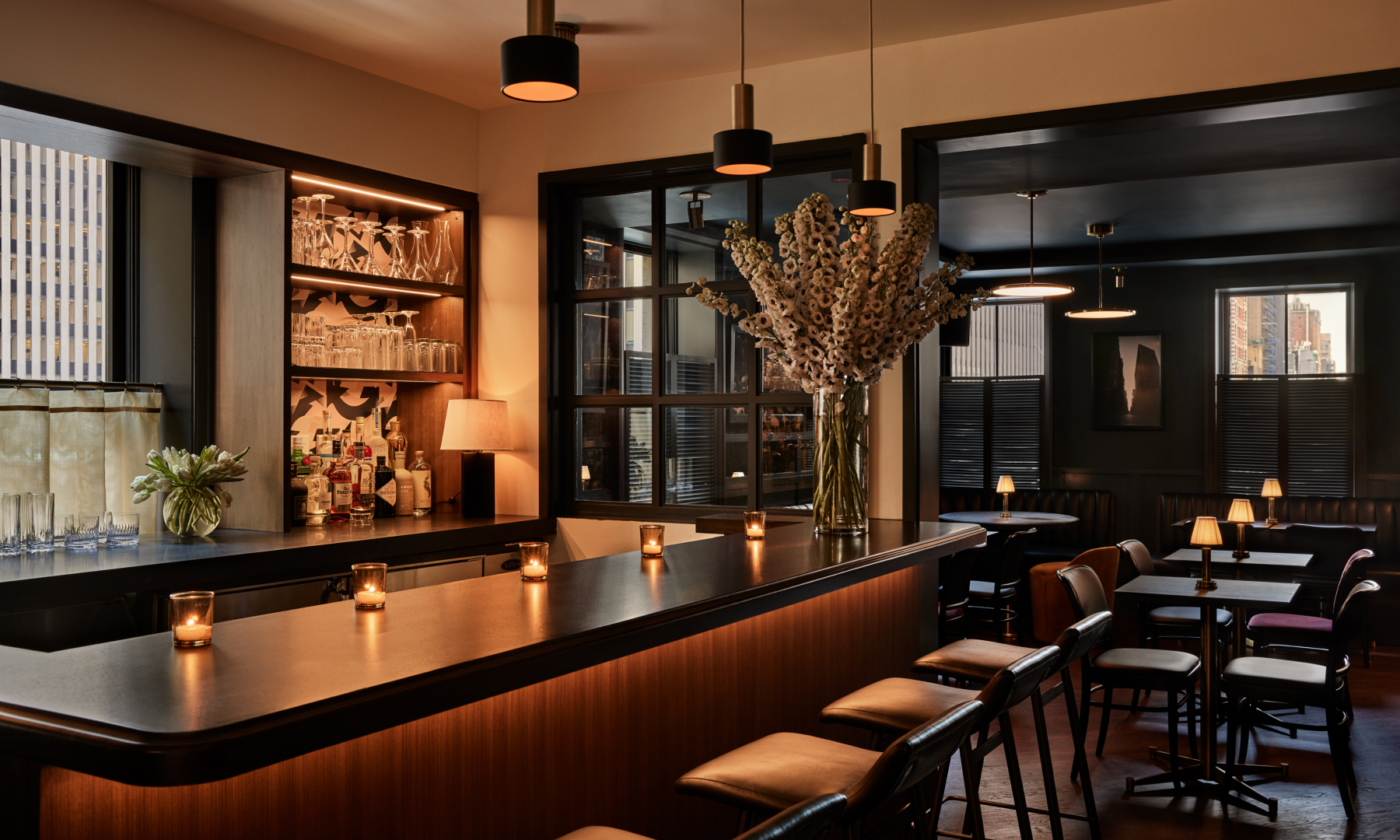 A bar on one of Pebble Bar's three floors