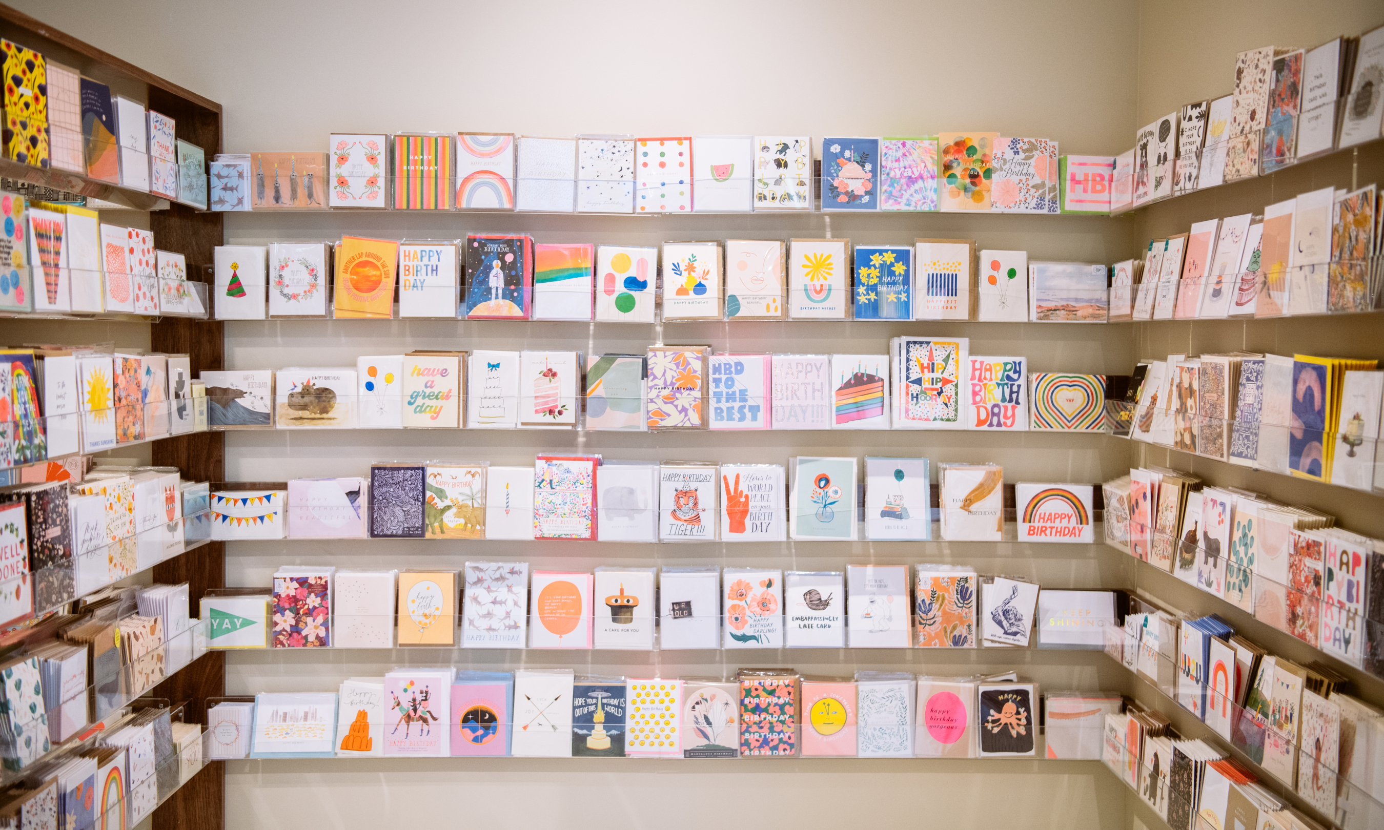 Greeting cards on display at McNally Jackson at Rockefeller Center