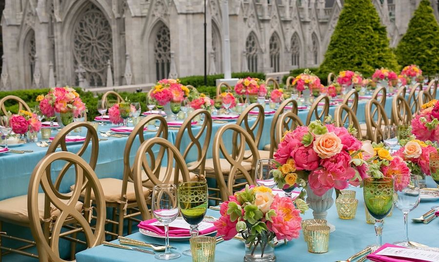 Outdoor reception tables at 620 Loft & Garden