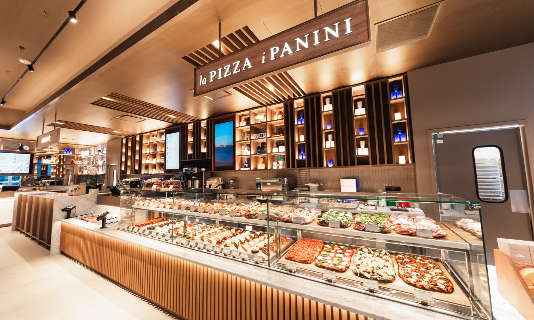 Pizza and panini bar at Eataly Caffè at Rockefeller Center