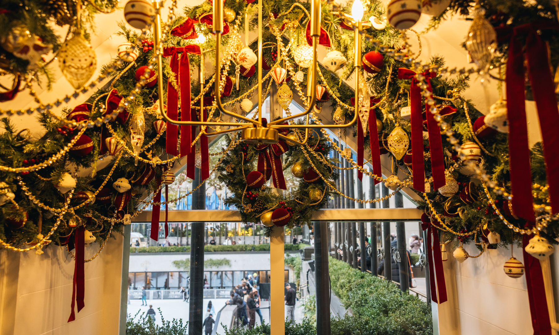 Inside the Apres Skate Chalets at Rockefeller Center