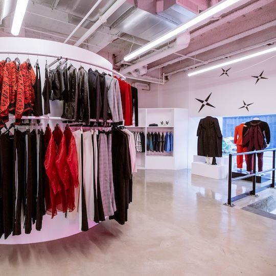 Red and black clothing on display at GSTQ