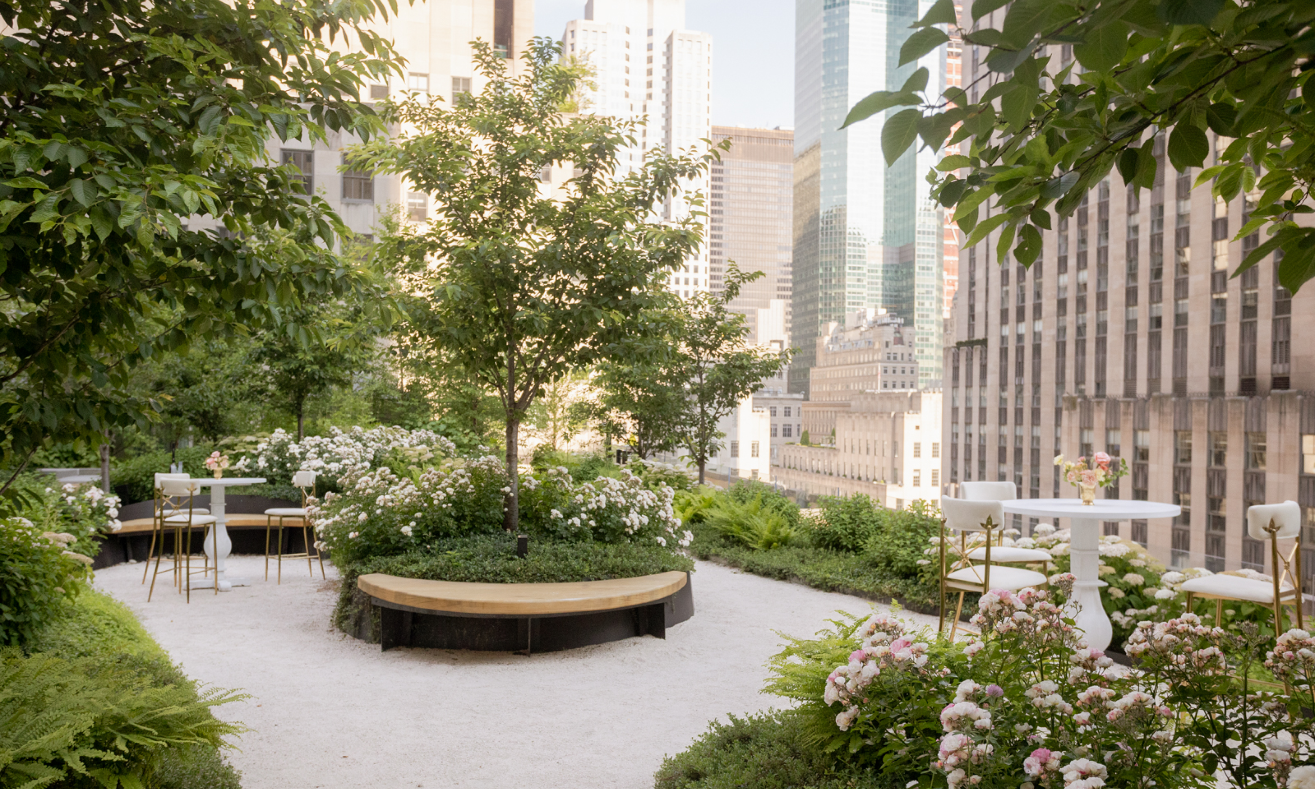Tables and seating areas at Radio Park