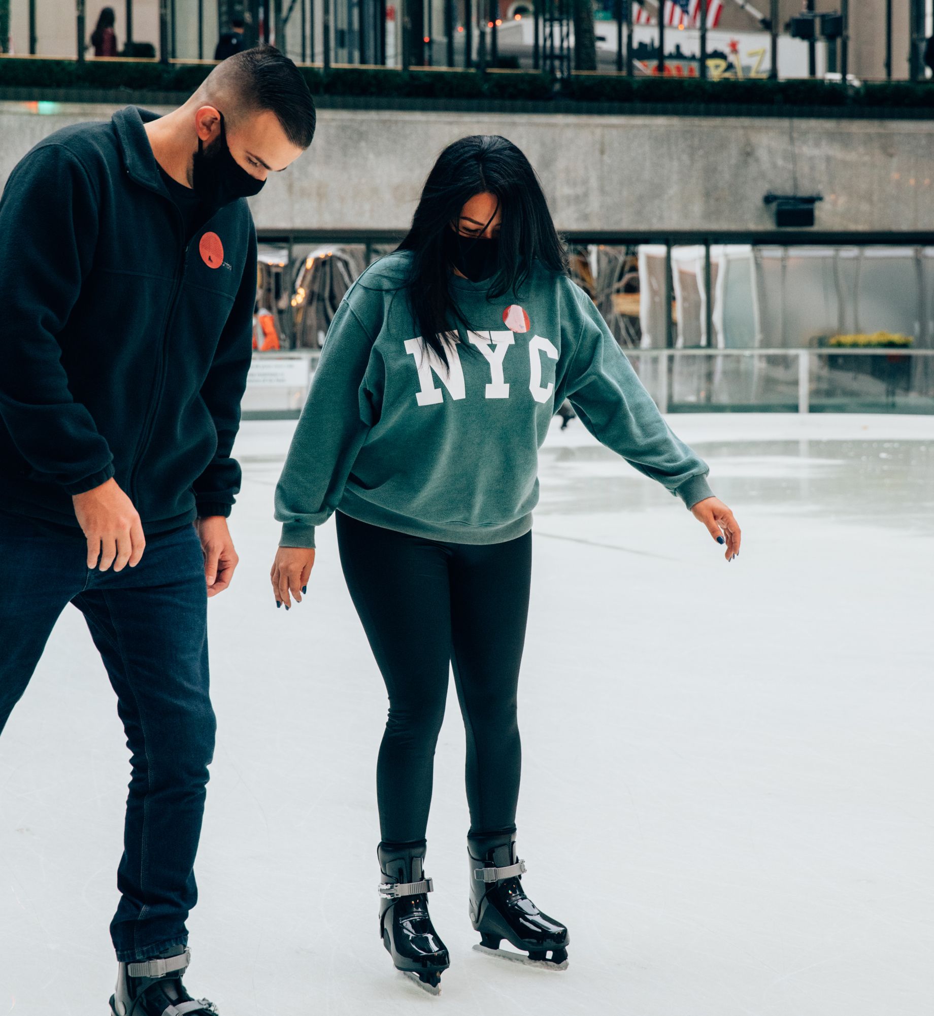 Couple skating on The Rink