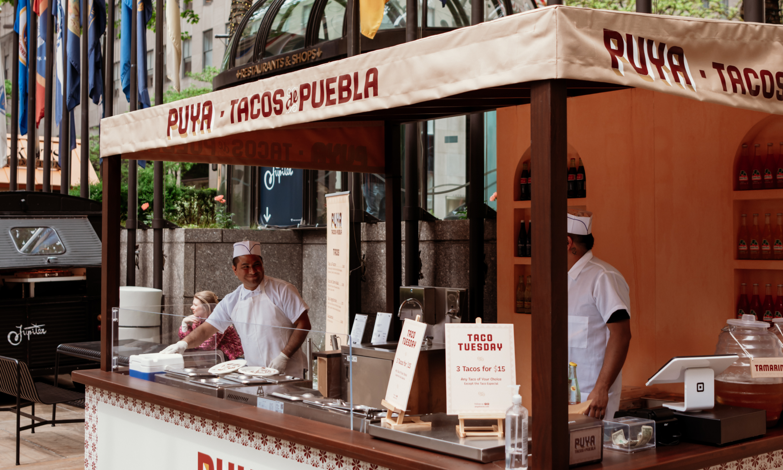 The Puya Tacos stand at Rockefeller Center