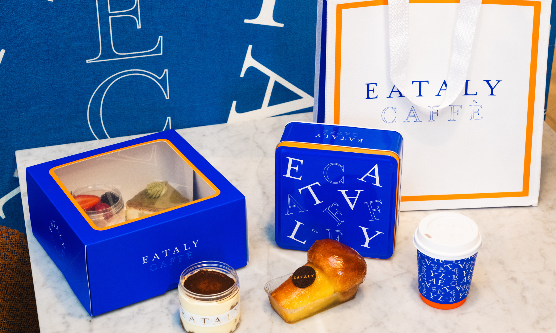Assorted pastries in to-go boxes from Eataly Caffè at Rockefeller Ceter