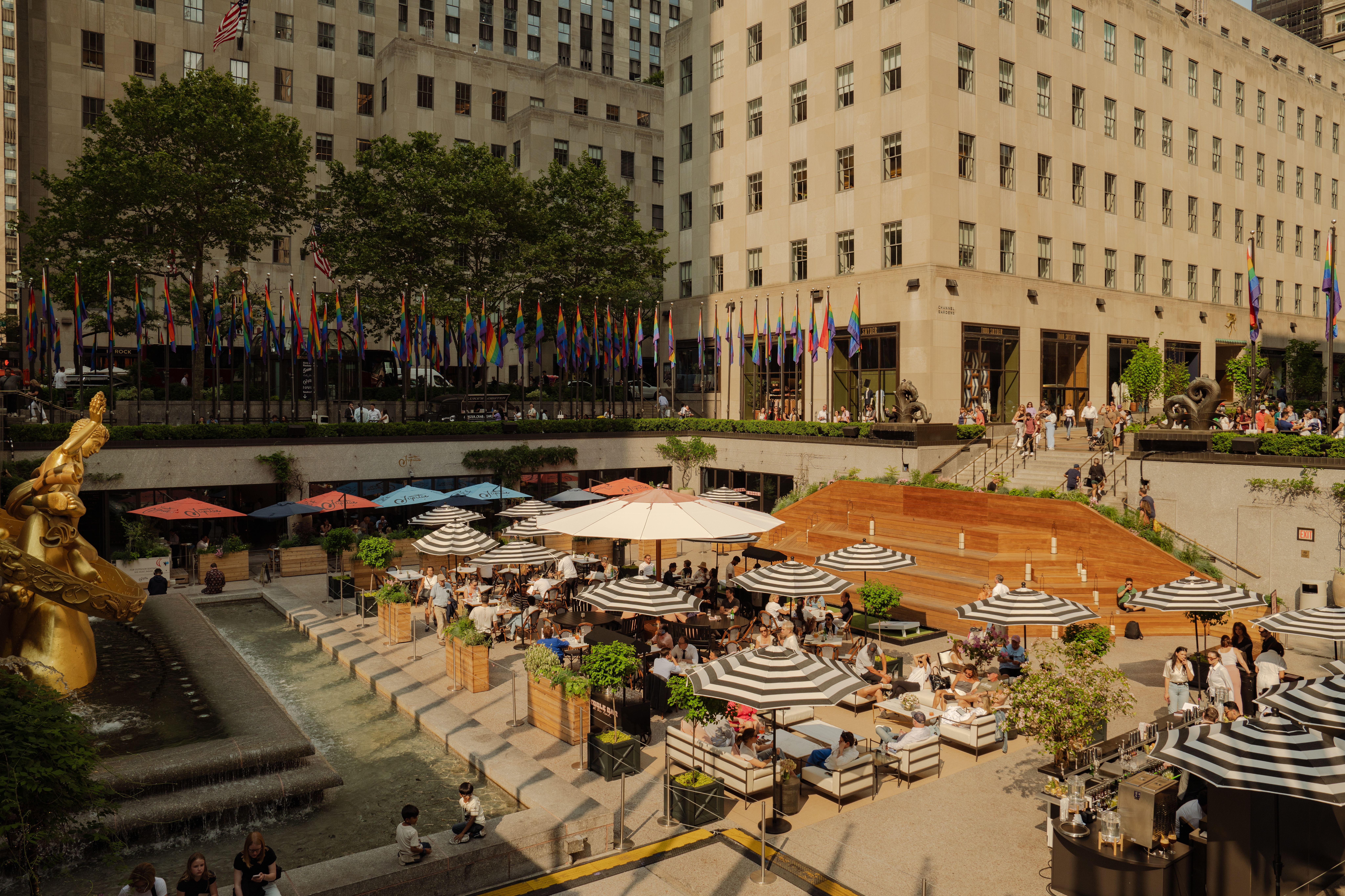 the summer rink at rockefeller center