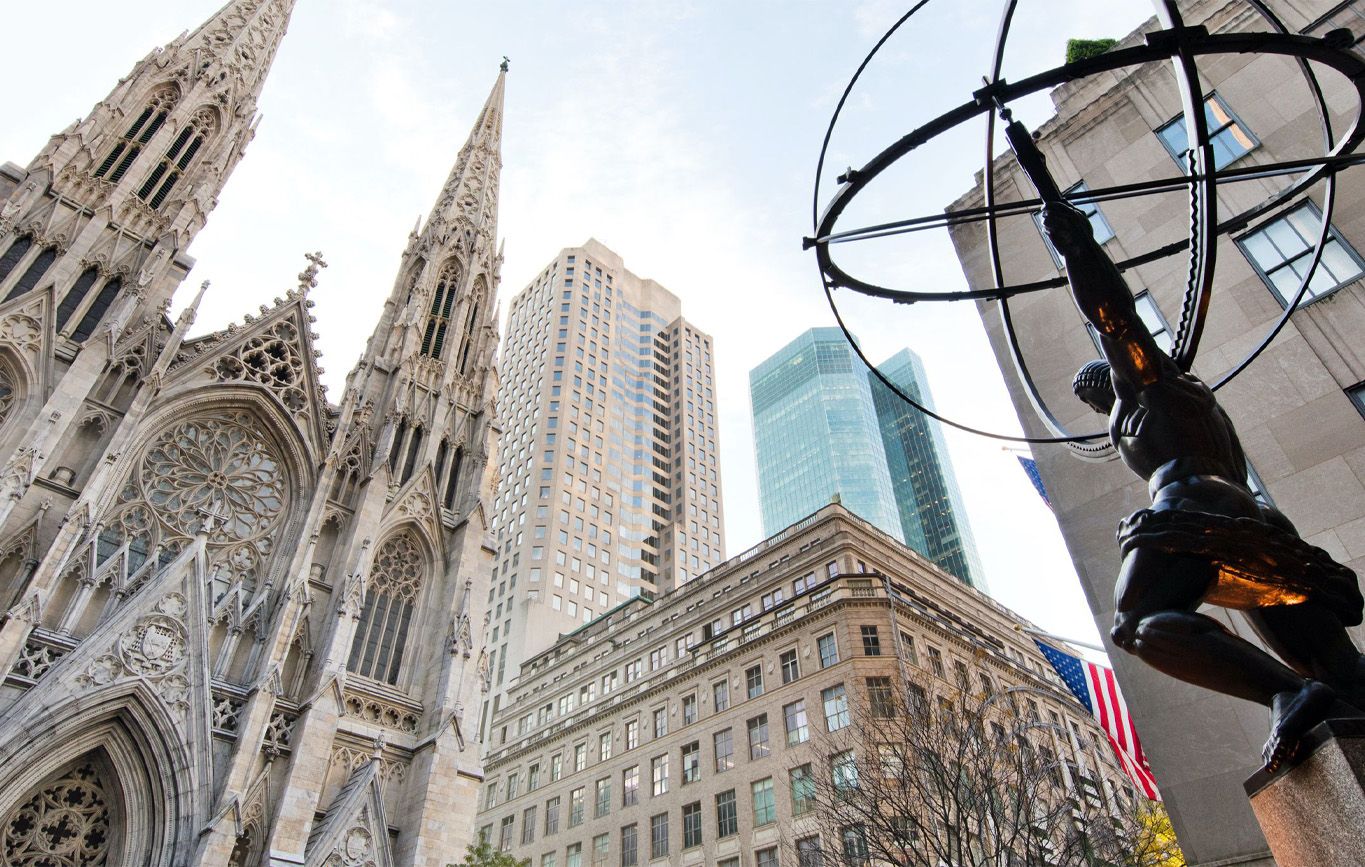 atlas statue and st patricks cathedral
