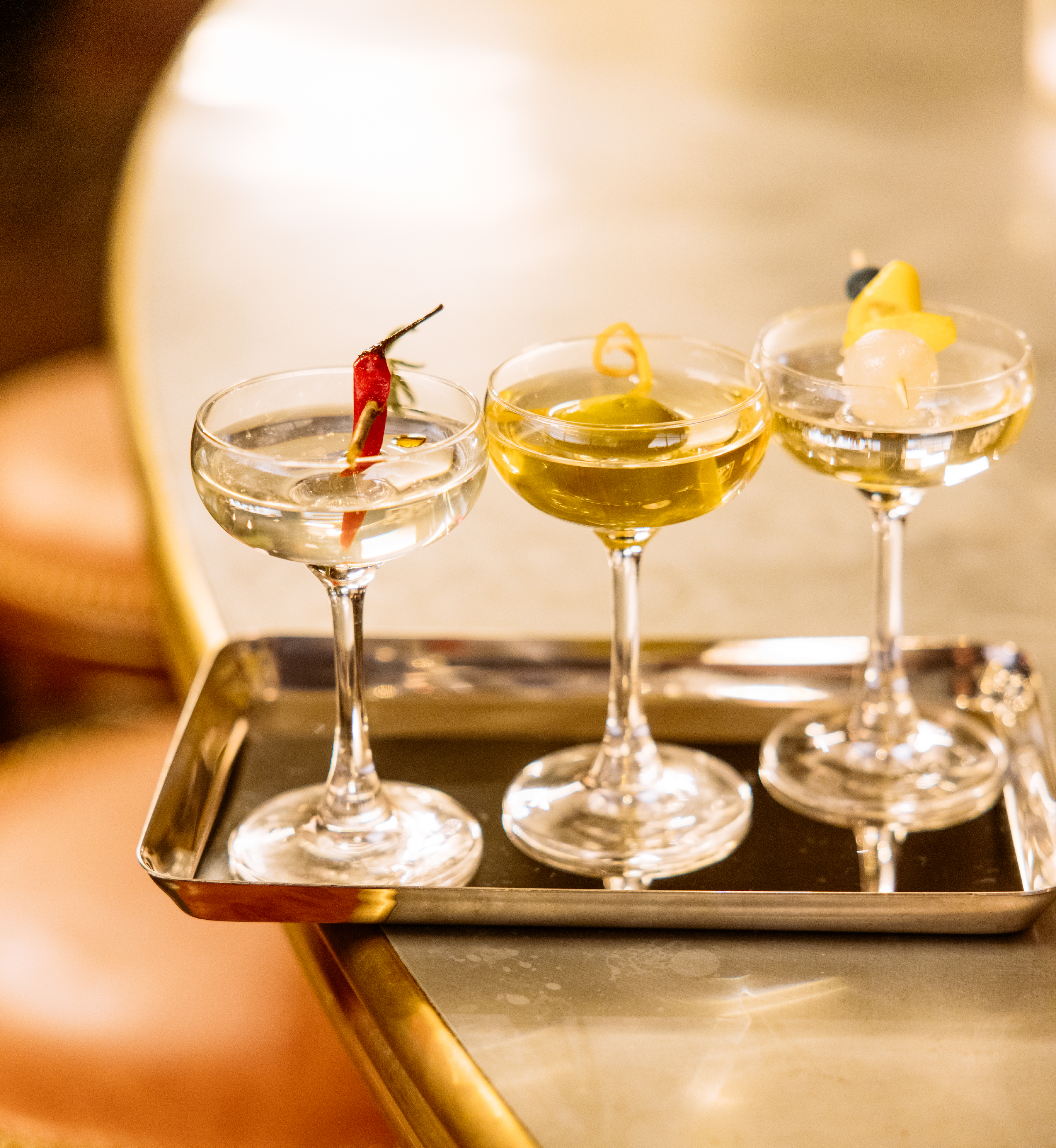 Trio of martinis from Smith & Mills at Rockefeller Center