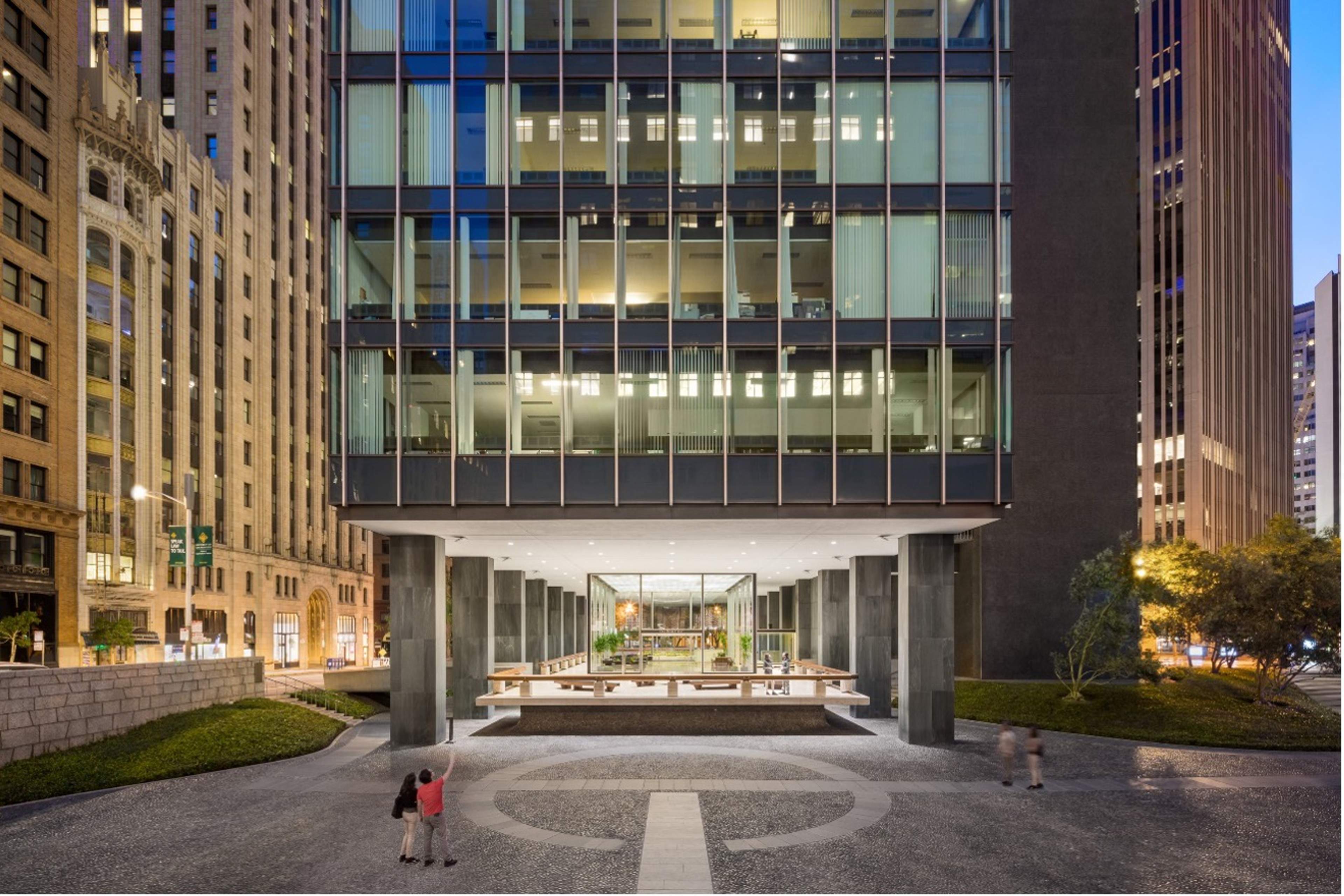 Exterior view of One Bush courtyard