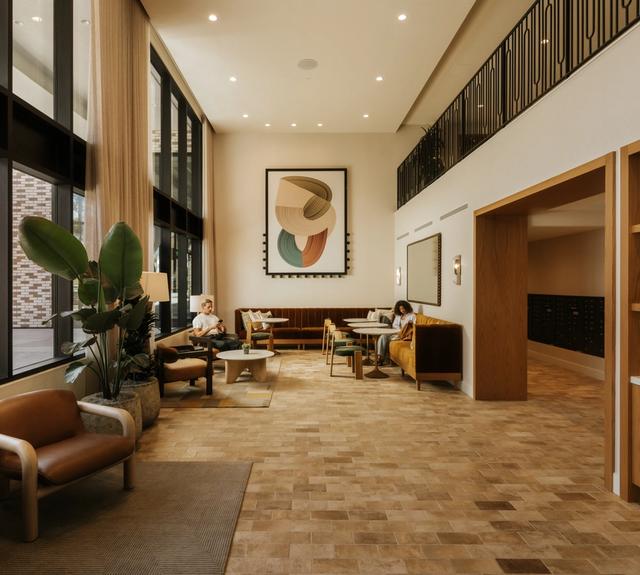 A bright, welcoming lobby with comfortable seating and a calm sense of arrival