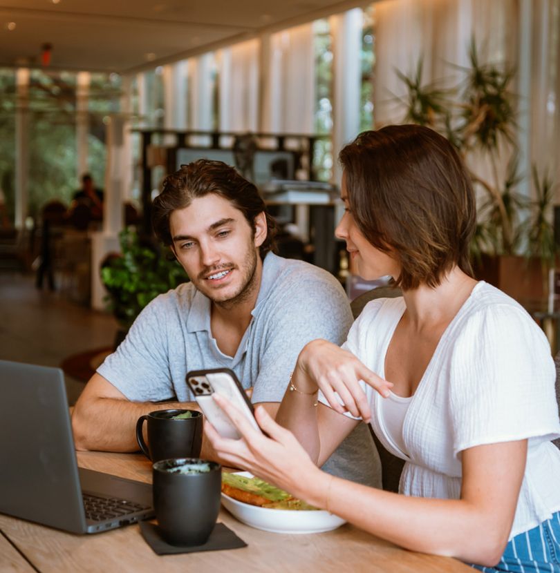 A Relaxed Moment with two people at a cafe