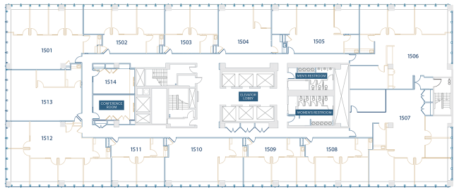 displays a floor plan for available office spaces from ElevatedNY.