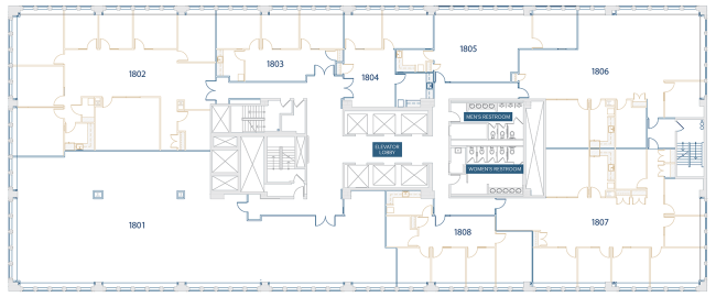 displays a floor plan for available office spaces from ElevatedNY.