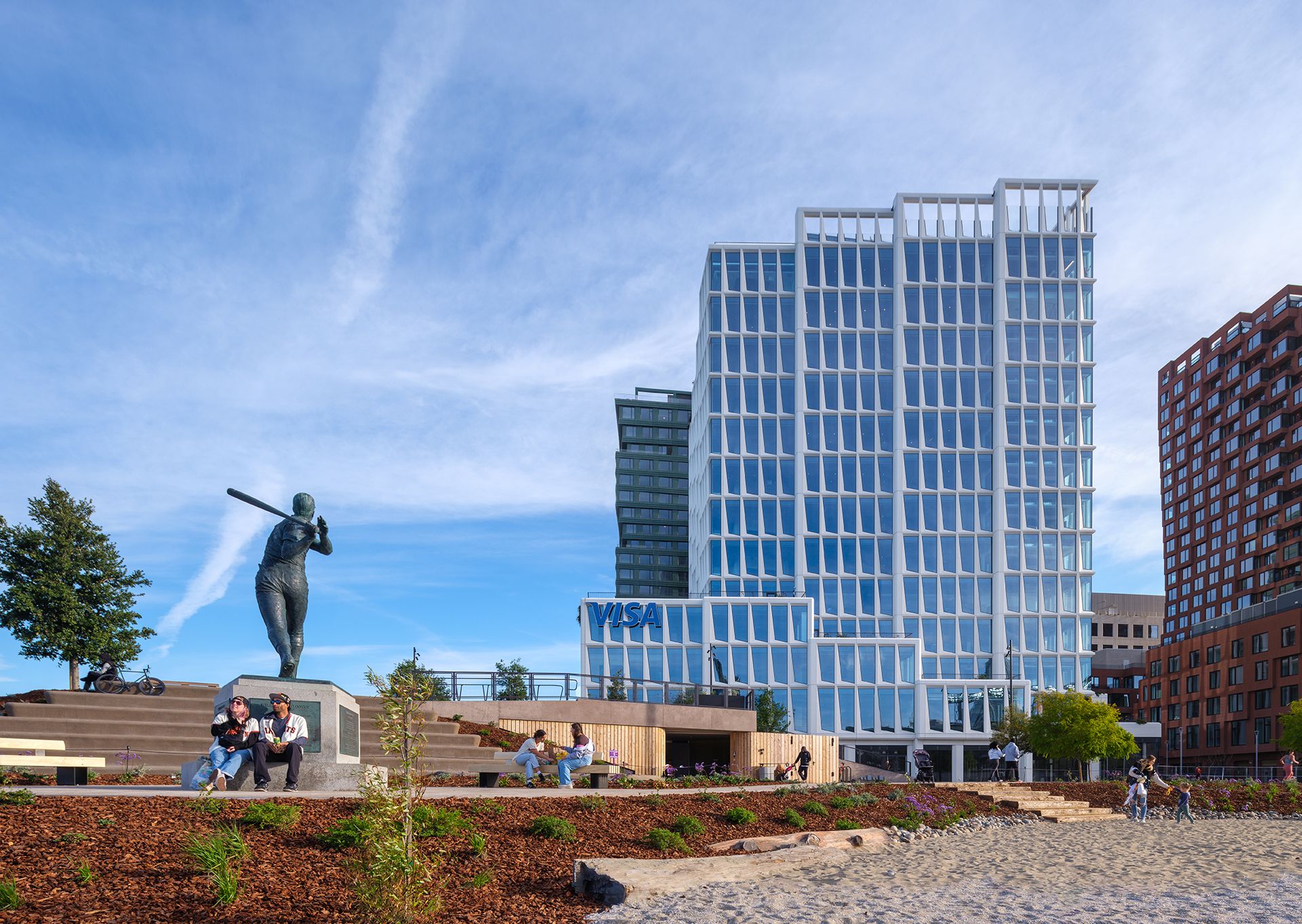 Central Plaza: An open hardscape plaza at the center of the park