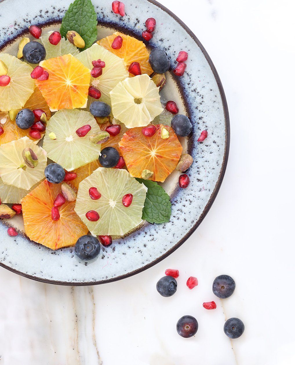 A refreshing mix of oranges, lemons, and pomegranates.