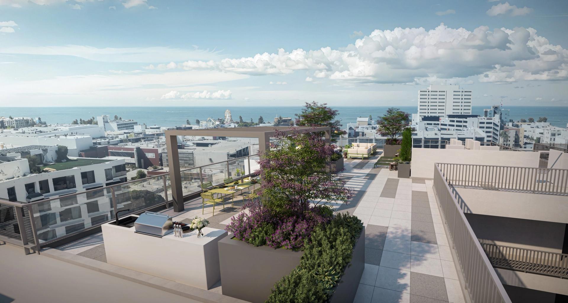 501 Broadway | Rooftops made for gathering, with barbecue stations, comfortable seating, and wide ocean views