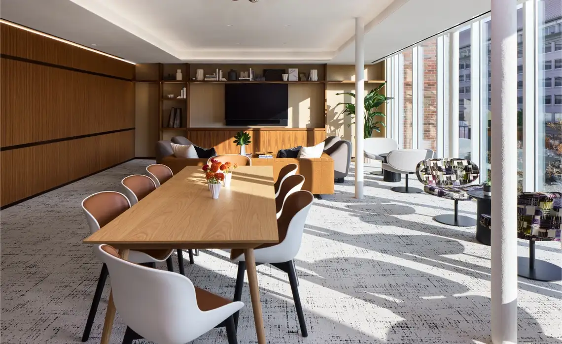 Rendering of Residences at Mazza residents enjoying the multipurpose event and conference lounge