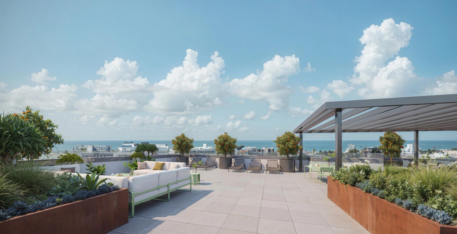 1650 Lincoln | Rooftops designed for unwinding, with generous lounge seating set in a soft, green surround