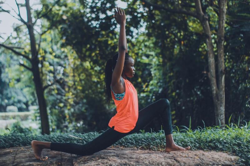a woman streching