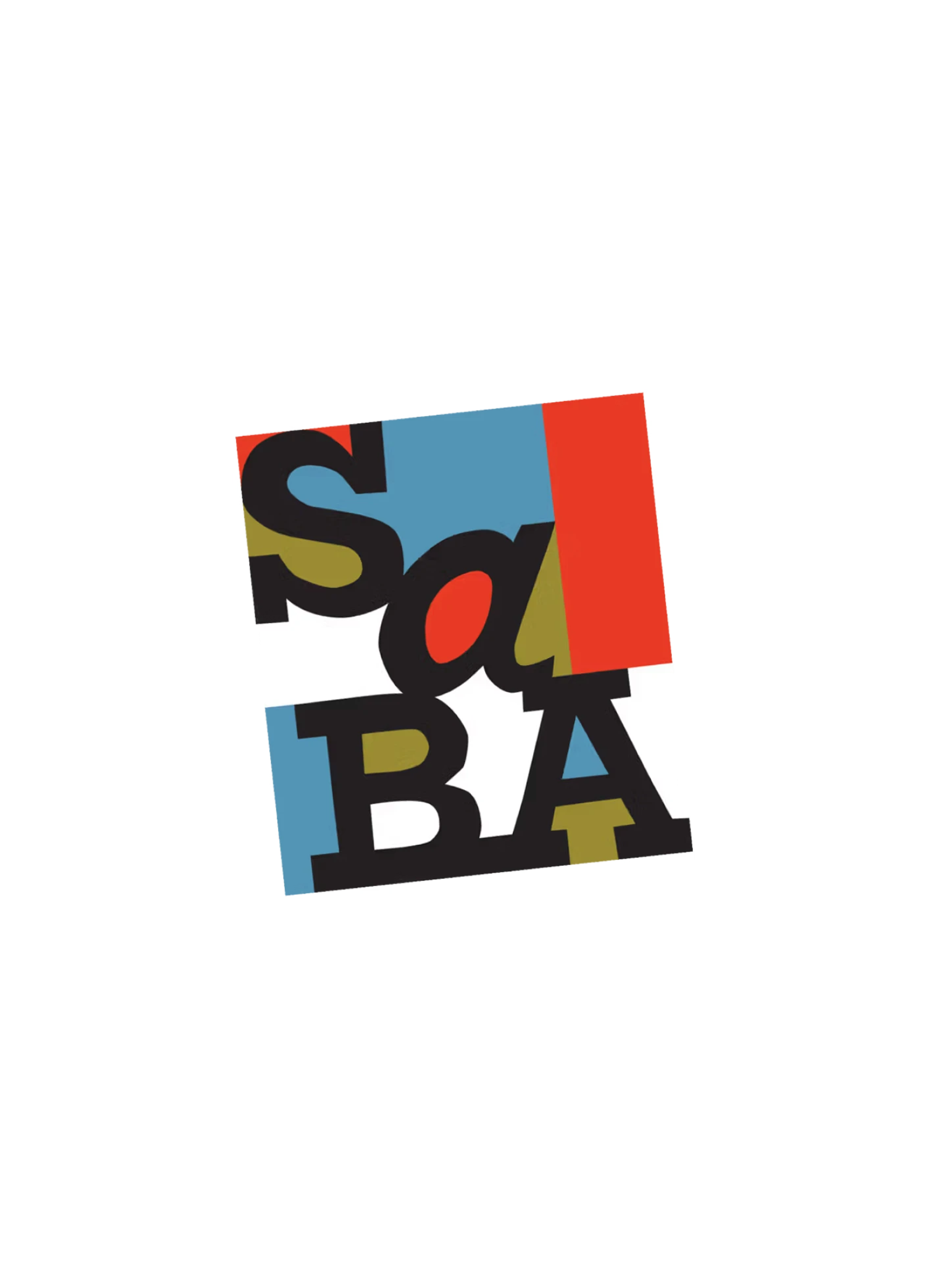 Colorful logo featuring the word "SABA" with a mix of shapes and vibrant hues including red, blue, green, and black.