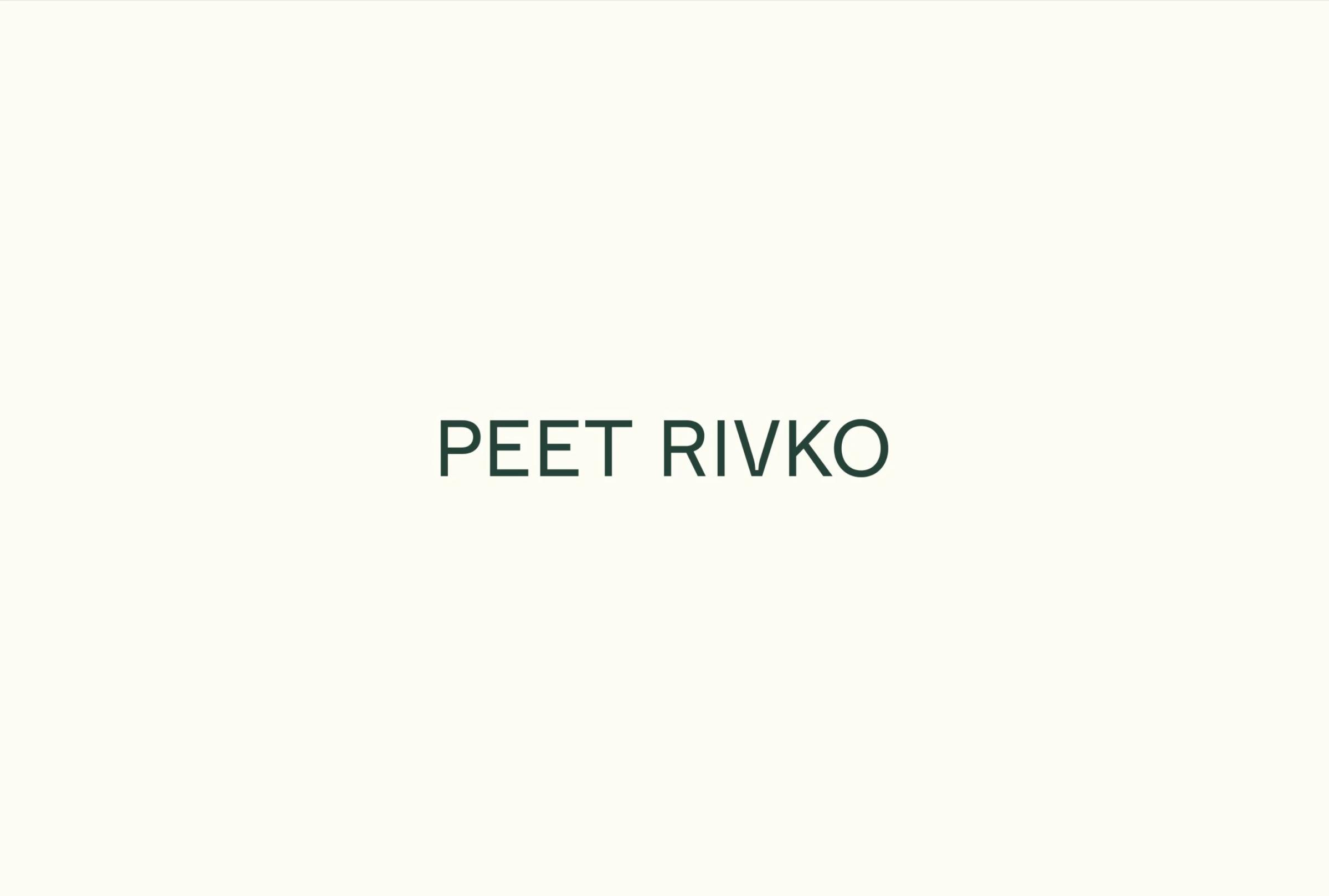 The text "PEET RIVKO" displayed in a simple, elegant font on a light background.