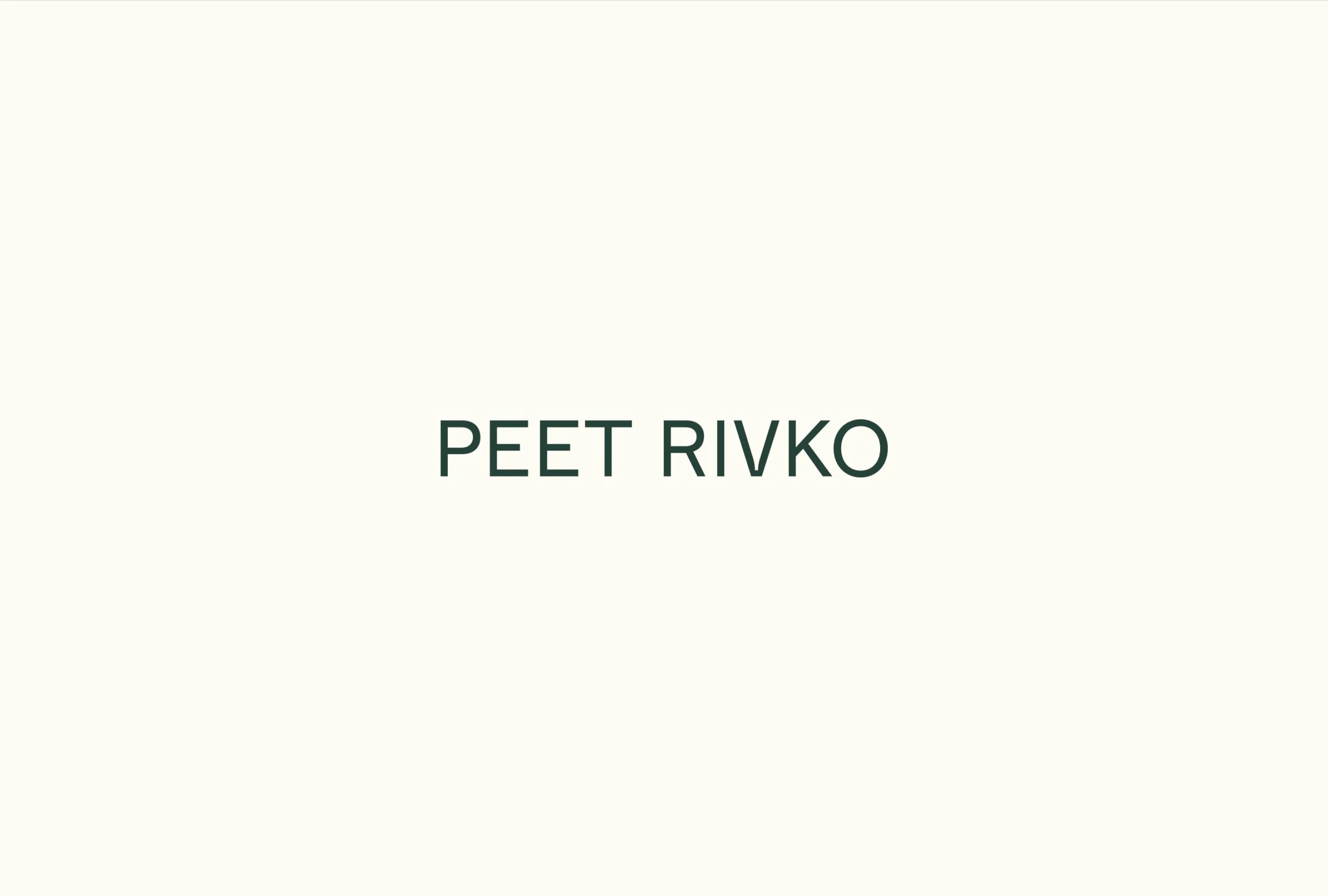 The text "PEET RIVKO" displayed in a simple, elegant font on a light background.