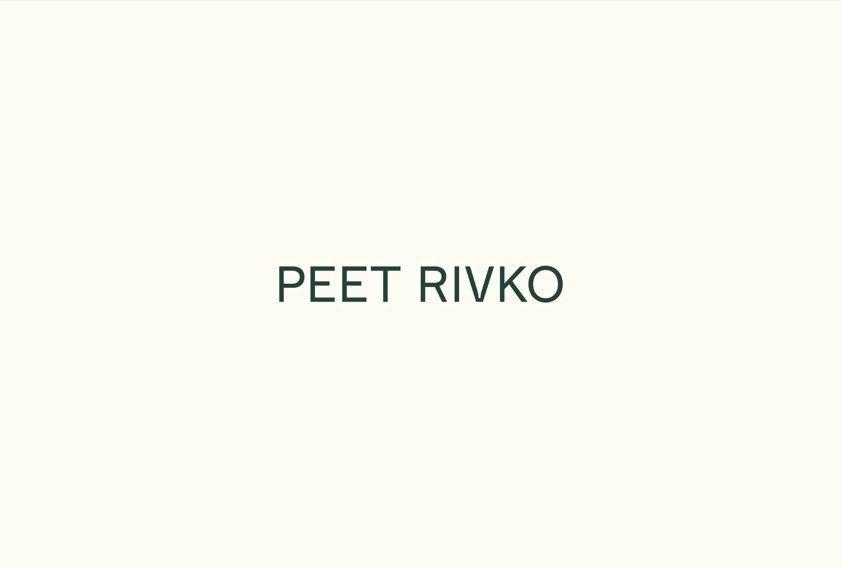 The text "PEET RIVKO" displayed in a simple, elegant font on a light background.