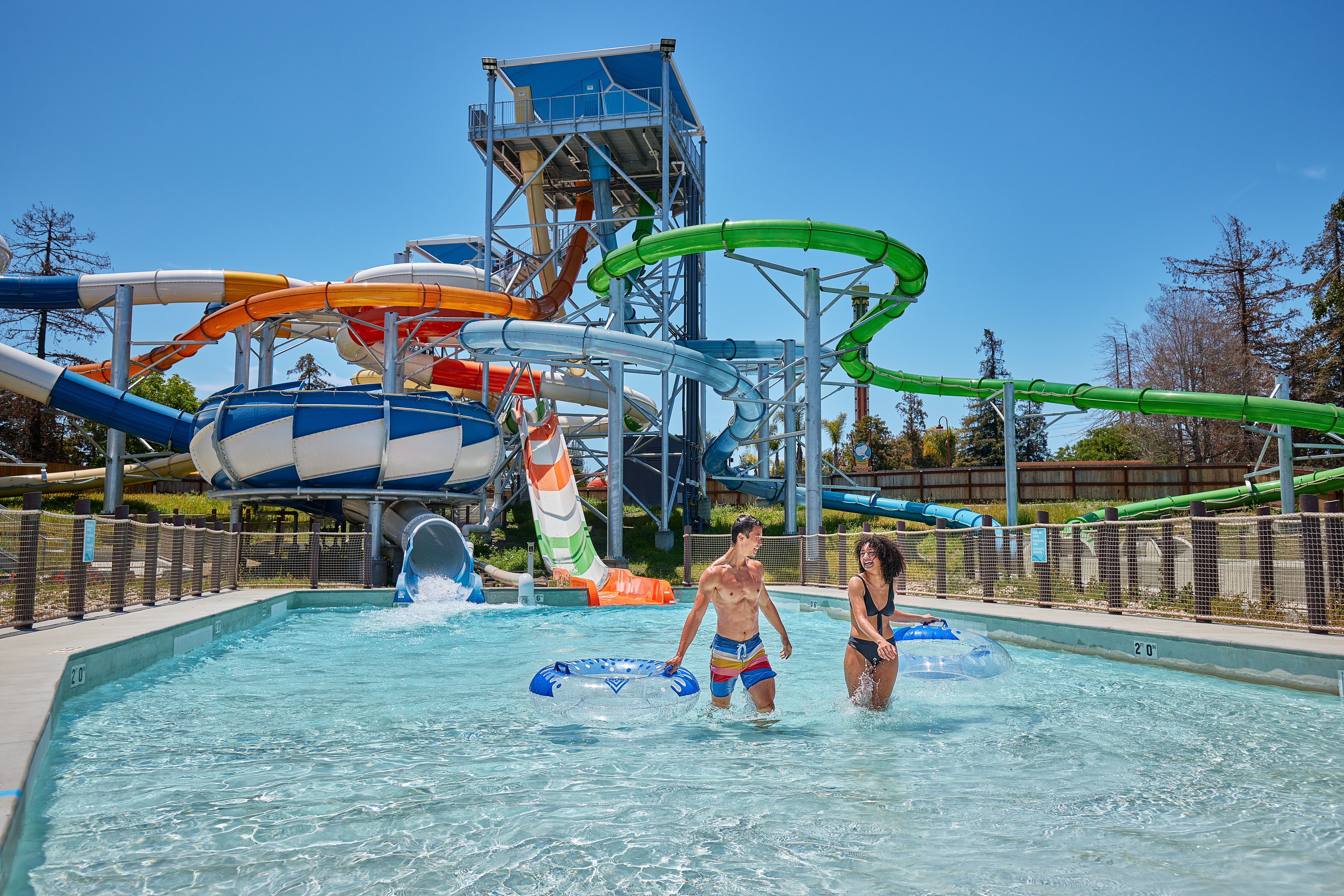 Guests at South Bay Shores water park at California's Great America