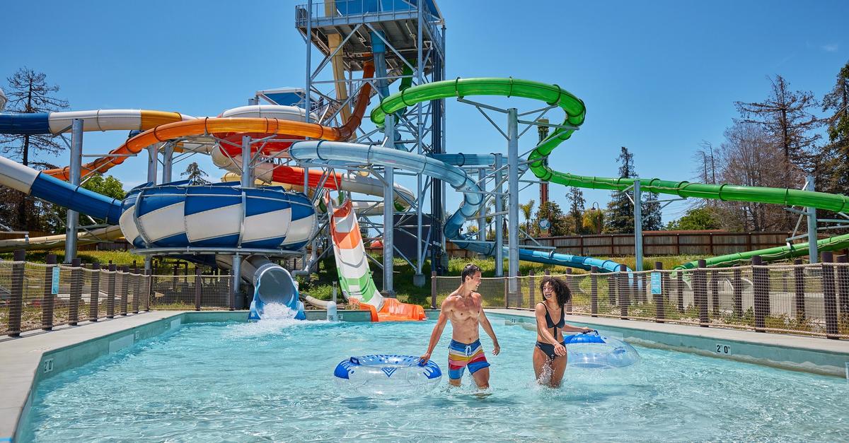 Guests at South Bay Shores water park at California's Great America
