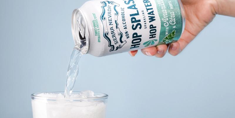 Sierra Nevada Hop Splash hop water pouring from the can into a glass