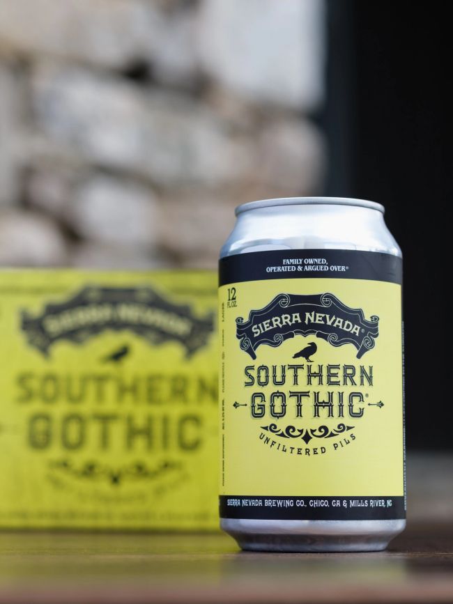 Sierra Nevada Southern Gothic 12oz can with the packaging in the background