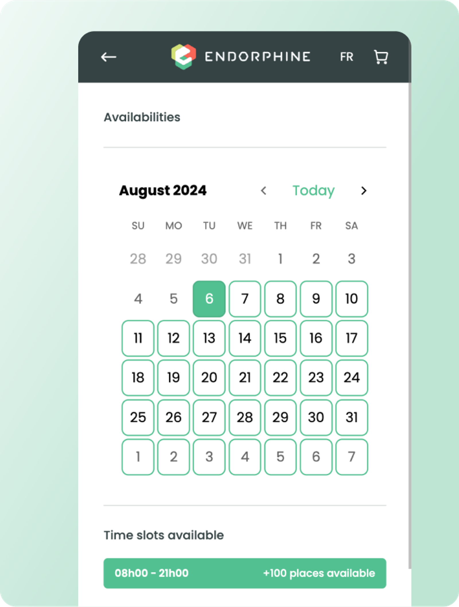 Online booking interface