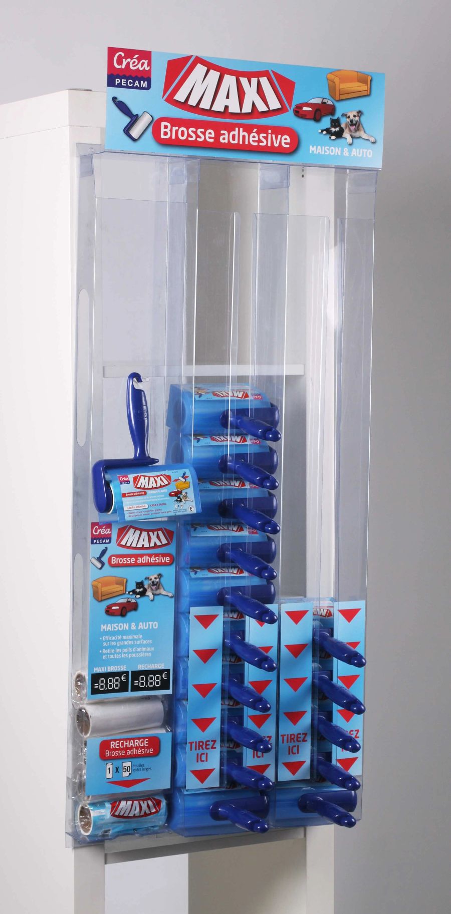MAXI adhesive lint roller gravity dispenser