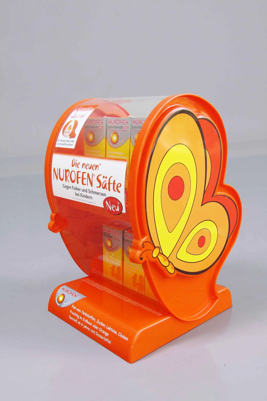 Orange Nurofen children’s syrup butterfly display