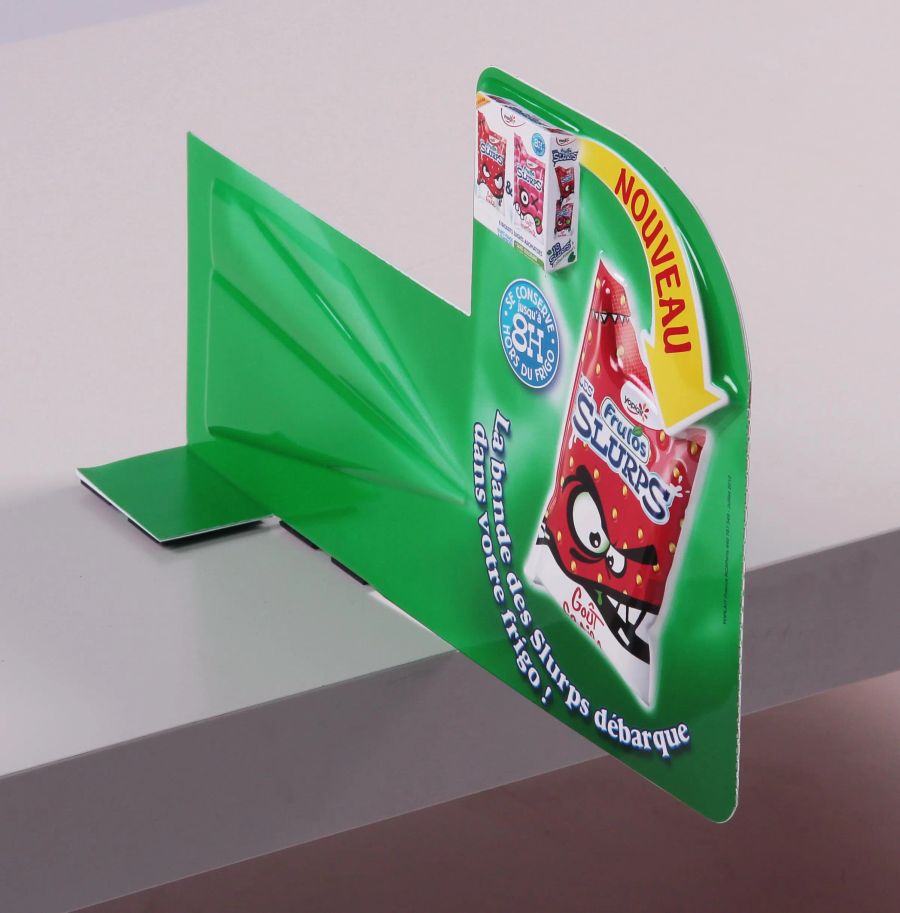 Green Frutos Slurps shelf divider display