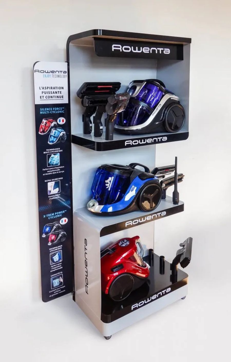 Rowenta three-tier vacuum cleaner display