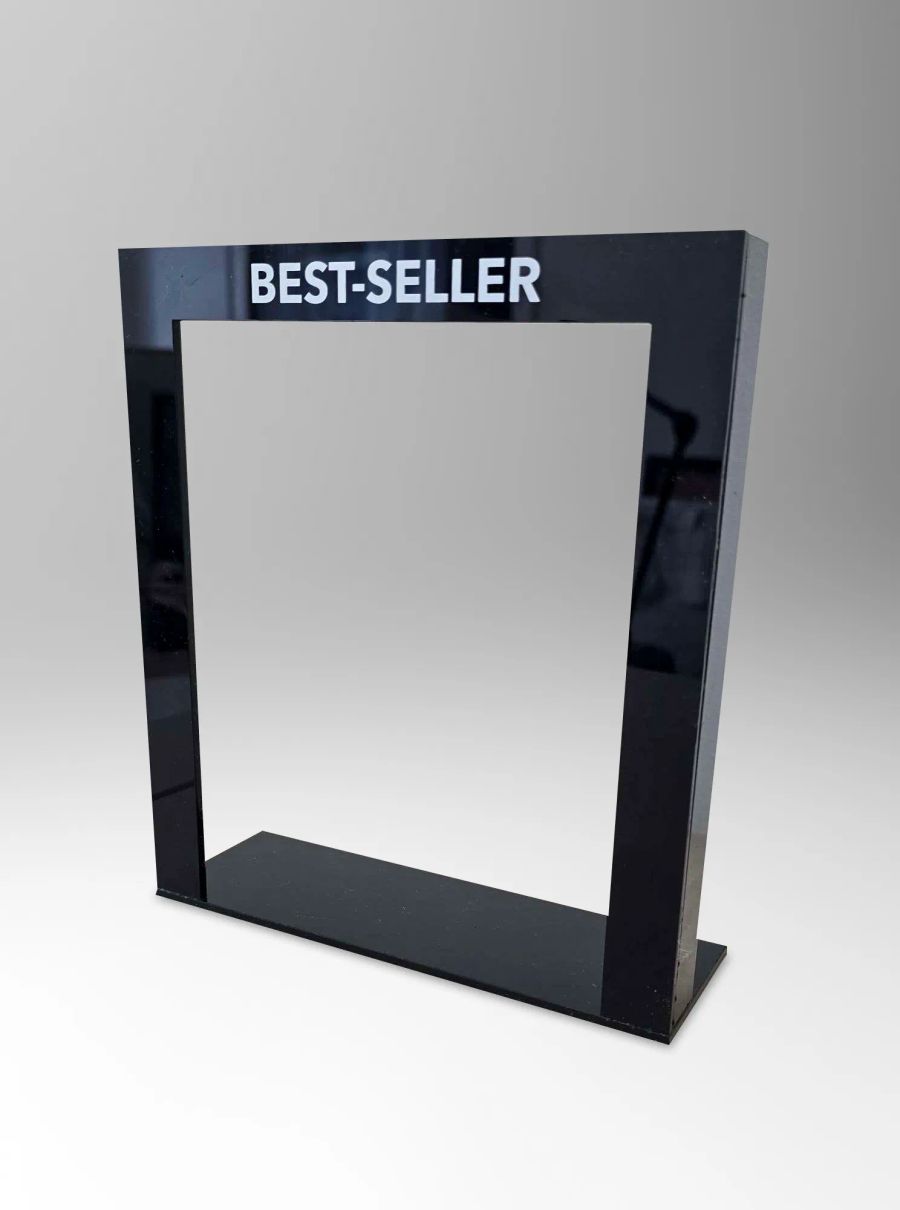 Black acrylic BEST-SELLER display frame