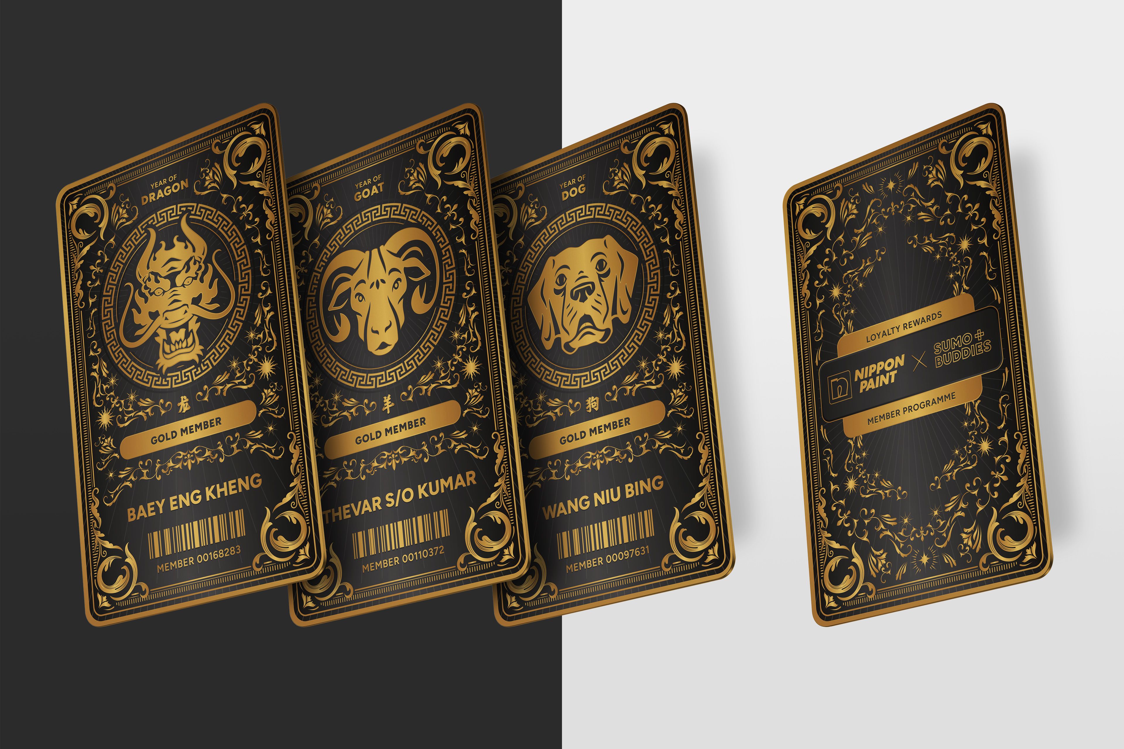 A Gold Cards of the Sumo+ Buddies project, designed by SOLD Studio demonstrating SOLD Studio's design expertise.