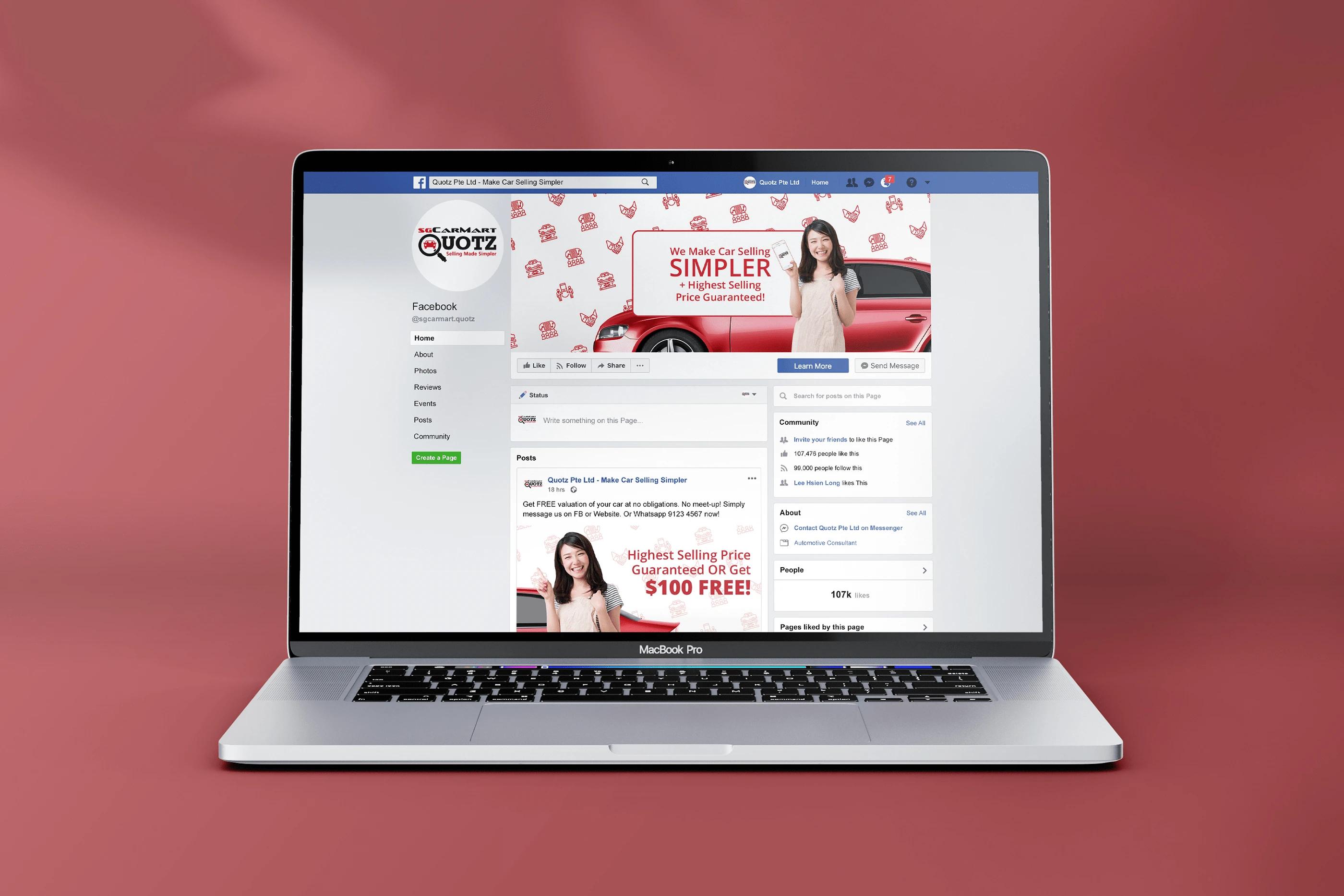 A Facebook Page of the Quotz project, designed by SOLD Studio demonstrating SOLD Studio's design expertise.