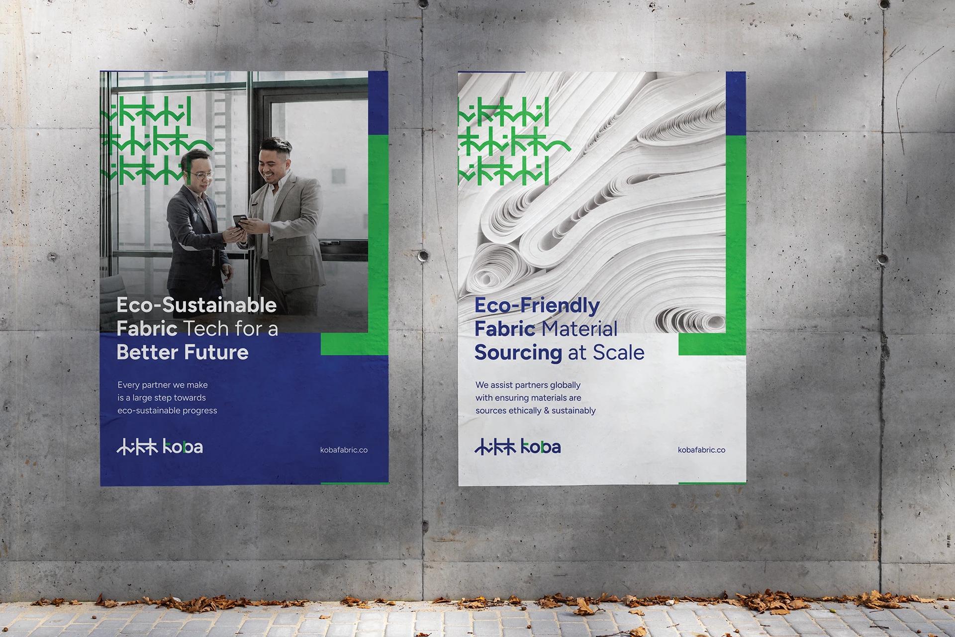 A Promotional marketing posters of the KOBA project, designed by SOLD Studio communicating key marketing messages.