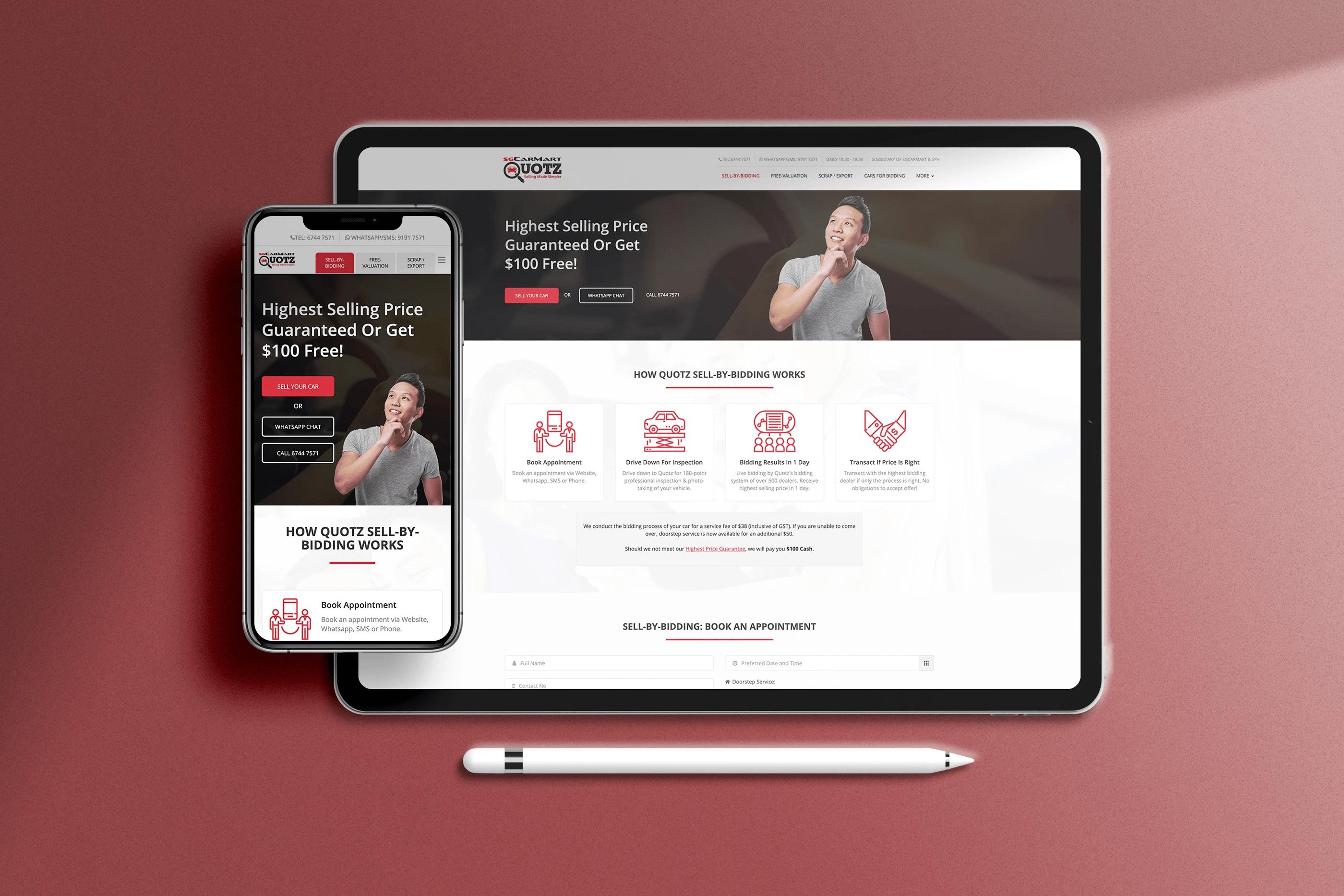 A Responsive Website High-fidelity UI/UX design of the Quotz project, designed by SOLD Studio for seamless user experience.