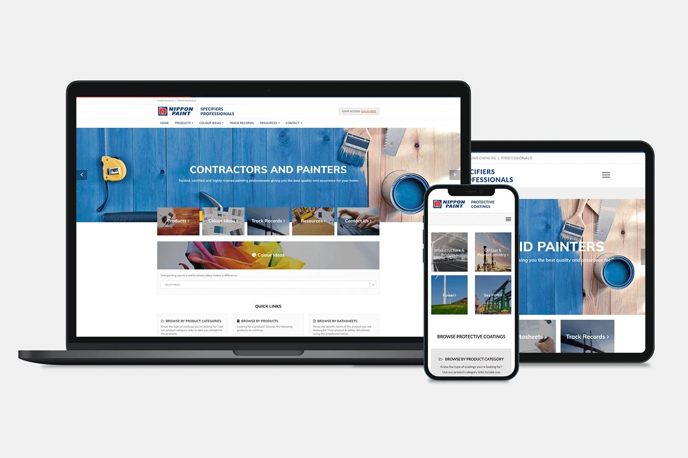 A Responsive Website High-fidelity UI/UX design for Specifiers of the Nippon Paint project, designed by SOLD Studio for seamless user experience.