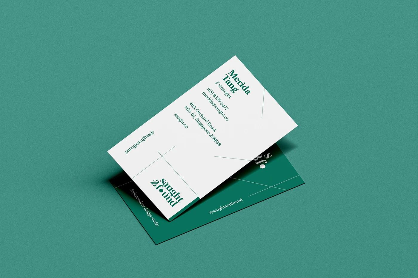 A Name Cards of the Saught&Found project, designed by SOLD Studio demonstrating SOLD Studio's design expertise.