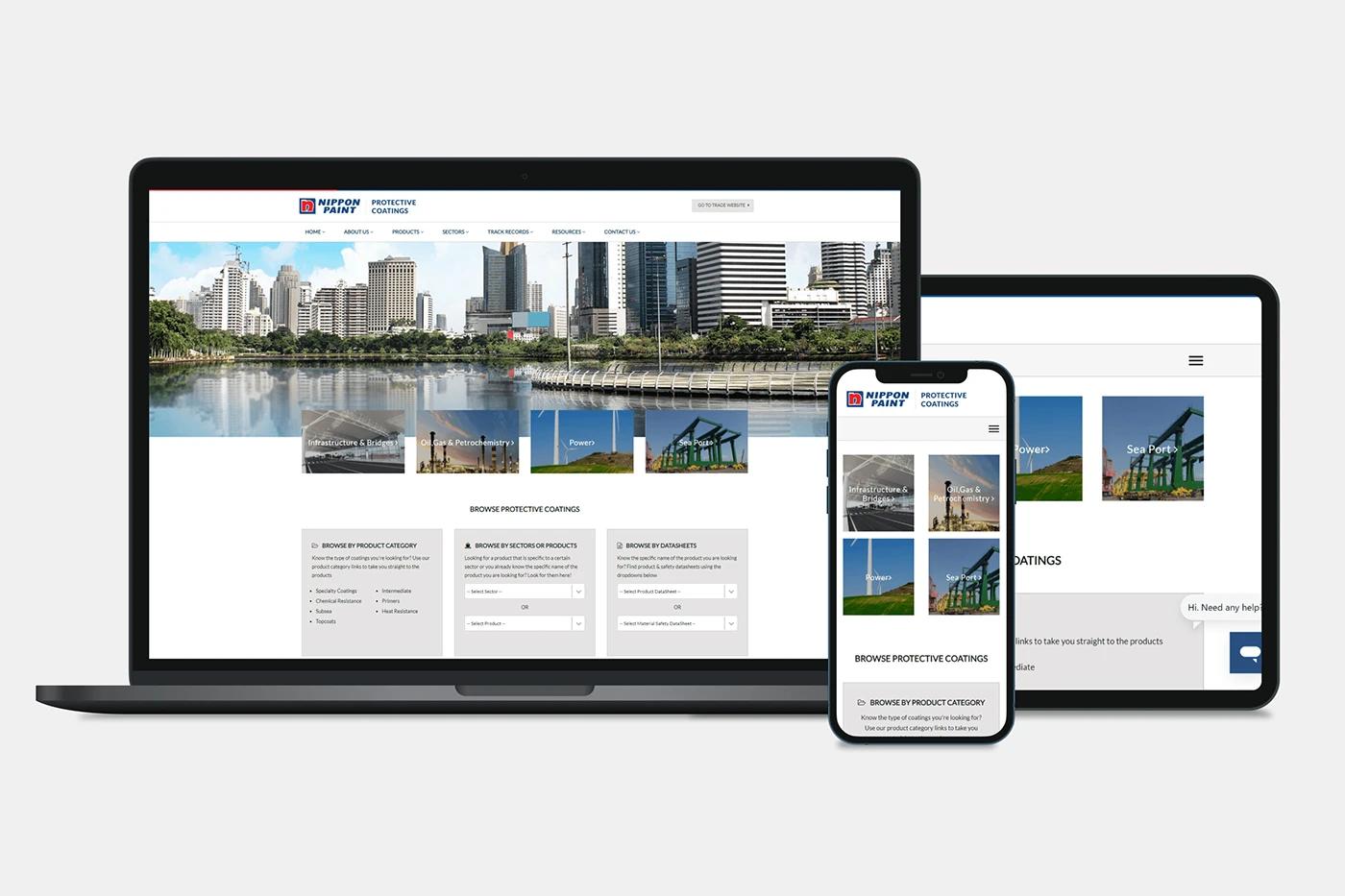 A Responsive Website High-fidelity UI/UX design for Protective Coatings of the Nippon Paint project, designed by SOLD Studio for seamless user experience.